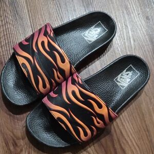 Vans Flame Black Slide Sandals Size 8